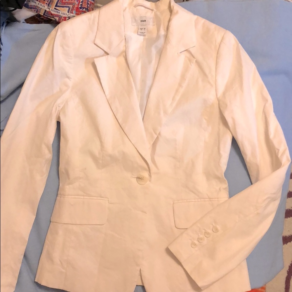 H&M White Pinstripe Blazer